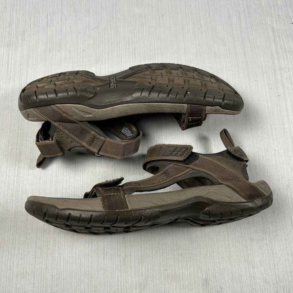 Teva Tanza Men’s Size 10 Brown Hiking Sandals Adjustable Strappy Trail Shoes